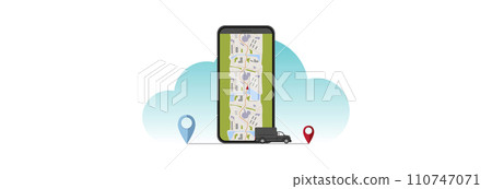 Mobile phone with GPS map for truck. Mobile phone with GPS map for truck. 110747071
