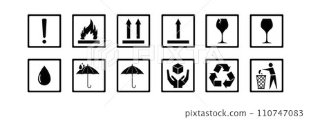 Set of symbols for packaging. 110747083