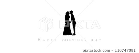 Silhouette of a boy and a girl. Silhouette of a boy and a girl. 110747091