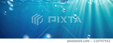 Splash of water wave, blue. Abstract banner background water waves. Abstract nature concept banner for beauty spa, drinking water advertising. Use for abstract, wallpaper, poster. Copy Space. 110747432