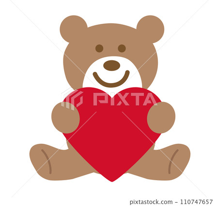 Illustration of a bear holding a Valentine's Day heart Illustration of a bear holding a Valentine's Day heart 110747657