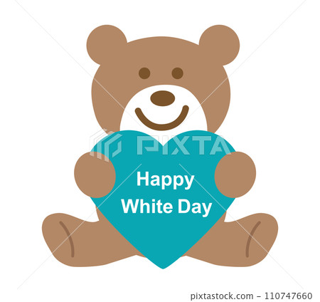 Illustration of a bear holding a heart for White Day Illustration of a bear holding a heart for White Day 110747660
