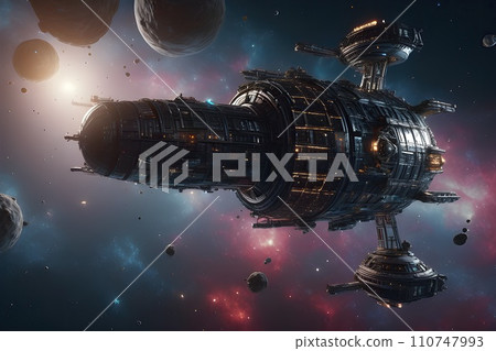 a Nighttime Sky with Celestial Bodies and a Car a Nighttime Sky with Celestial Bodies and a Car 110747993