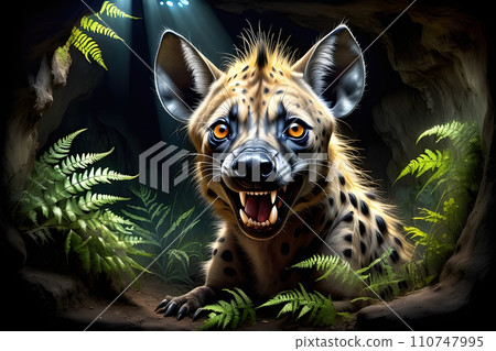 a Carnivore feline predator looking at camera, wildlife nature portrait. 110747995