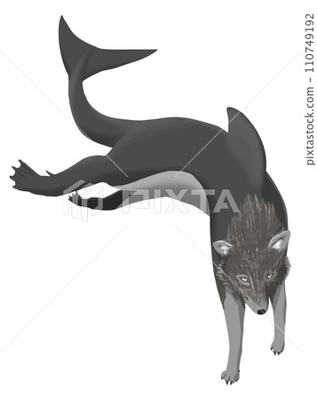 Illustration of Akhlut, a mythical beast that appears in Inuit folklore 110749192