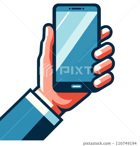 Illustration of a hand with a smartphone 110749194