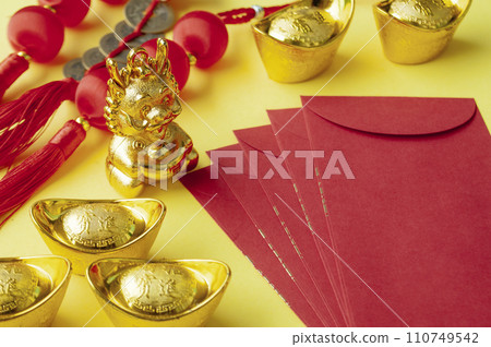 Chinese New Year decoration representing prosperity and wealth.Chinese New Year concept. Chinese New Year decoration representing prosperity and wealth.Chinese New Year concept. 110749542