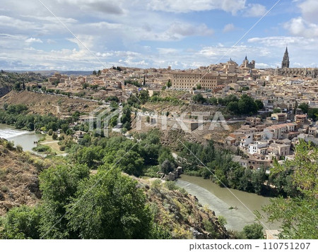 The breathtaking scenery of the ancient city of Toledo, a UNESCO World Heritage site in the Castile-La Mancha region of Spain, and the Tagus River. The breathtaking scenery of the ancient city of Toledo, a UNESCO World Heritage site in the Castile-La Mancha region of Spain, and the Tagus River. 110751207