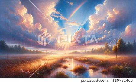 波光粼粼的水面和雲彩 110751466