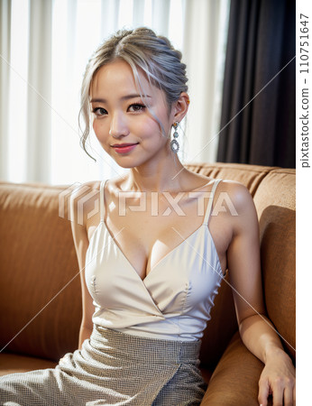 [AI image] Gravure relaxing on the sofa 110751647