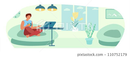 A man is resting in a chair. Self-care concept. Vector illustration. A man is resting in a chair. Self-care concept. Vector illustration. 110752179