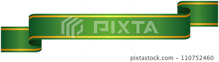 Single illustration of gradation ribbon with gold line 5 (green) Single illustration of gradation ribbon with gold line 5 (green) 110752460
