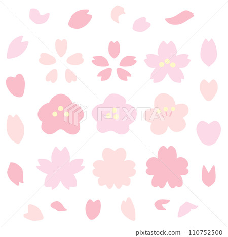 Simple deformed color illustration set of spring-like cherry blossoms 110752500