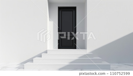 a black door with white steps 110752599