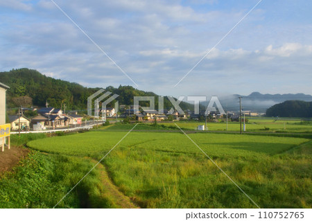 JR Kyushu, Sasebo Line train window view from Haki Station to Takahashi Station 110752765