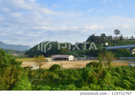 JR Kyushu, Sasebo Line train window view from Haki Station to Takahashi Station 110752767