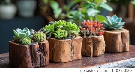 decorative natural plants and succulents natural wood decorative natural plants and succulents natural wood 110753029