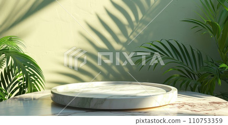 a marble platter sits on the table top a marble platter sits on the table top 110753359