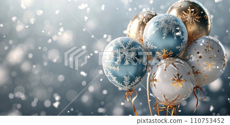 balloons with snowflakes on a silver background balloons with snowflakes on a silver background 110753452