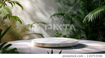 a marble platter sits on the table top a marble platter sits on the table top 110753506