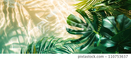 a group of colorful tropical leaves under a white water surface a group of colorful tropical leaves under a white water surface 110753637