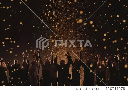 AI-generated content. silhouettes of concert crowd in front of bright stage lights. Neural network AI generated art 110753678