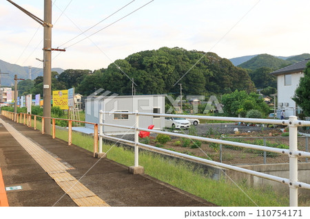 JR Kyushu, Sasebo Line train window view from Sasebo Station to Hayaki Station (early morning) JR Kyushu, Sasebo Line train window view from Sasebo Station to Hayaki Station (early morning) 110754171