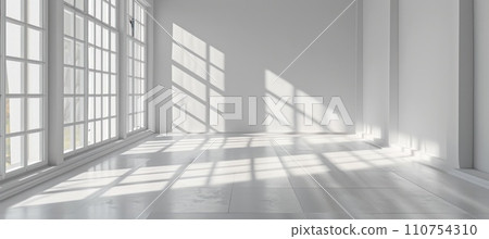 flat white background room image with floor and window 110754310
