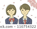 Spring cherry blossoms and male and female students 110754322