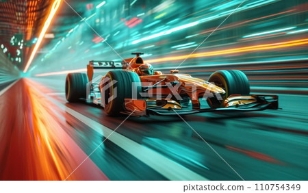 the racing car is going down the finish line the racing car is going down the finish line 110754349