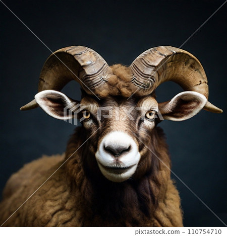 AI-generated content. Mouflon head in close up. 110754710