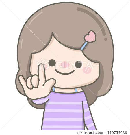 cute little pastel girl showing finger signs I love you 110755088