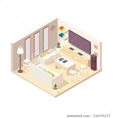 Isometric lounge room 110755277