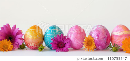 AI-generated content. Easter Floral Array with Decorative Eggs 110755347