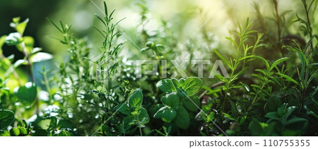 AI-generated content. Close up of fresh herbs. 110755355