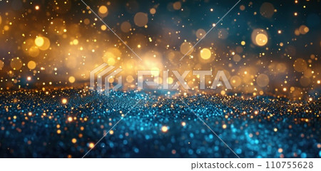 shiny gold and blue confetti bokeh background shiny gold and blue confetti bokeh background 110755628