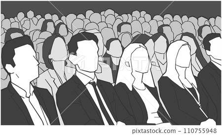 Stylized vector illustration of seated audience 110755948