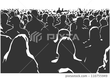 Stylized vector illustration of seated audience 110755949