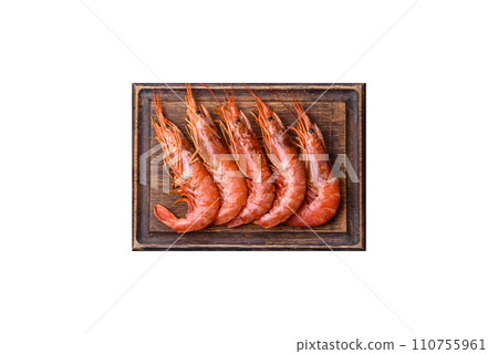 Tiger shrimp or langoustine boiled with spices and salt 110755961