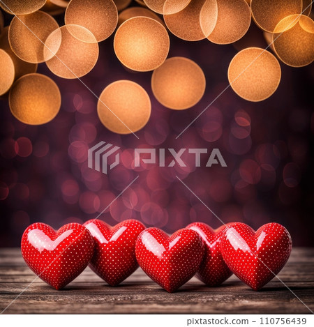Hearts on wood against bokeh background Hearts on wood against bokeh background 110756439