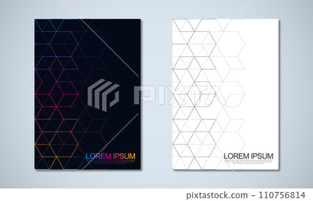 Abstract geometric covers and brochures with isometric vector blocks, and polygon shape patterns 110756814