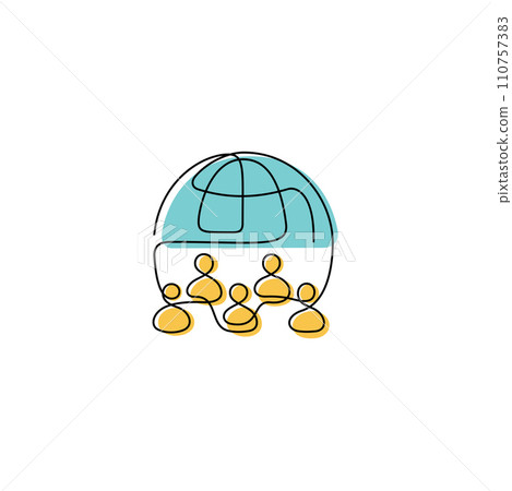 Global communications continuous line vector icon 110757383