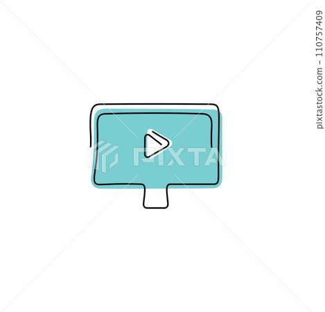 Video player continuous line vector icon 110757409