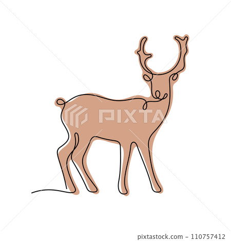 Deer one line colourful vector illustration Deer one line colourful vector illustration 110757412