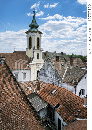 Annunciation church and red roofs, Szentendre, Hungary Annunciation church and red roofs, Szentendre, Hungary 110757590