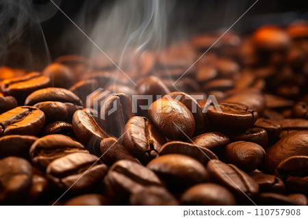 Sizzling Roasted Coffee Beans 110757908