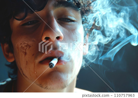 Detailed Shot of a Young Guy Smoking Detailed Shot of a Young Guy Smoking 110757963
