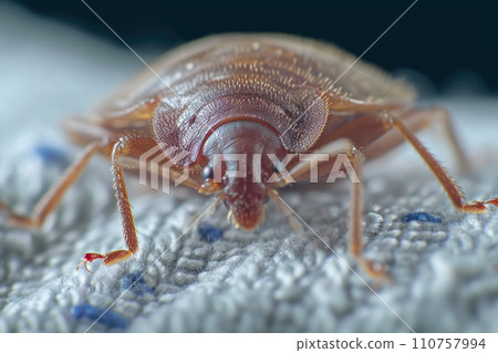 Tiny Intruder: Bed Bug on Mattress 110757994