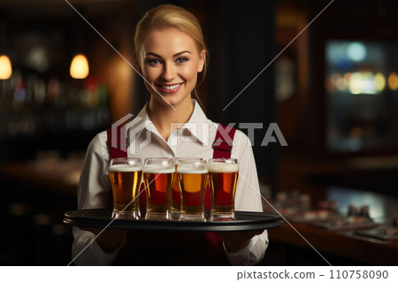 Cheers to Happiness: Waitress and Beer Cheers to Happiness: Waitress and Beer 110758090