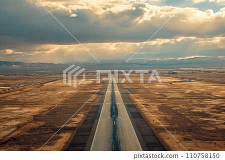Landing Strip Perspective from Above 110758150